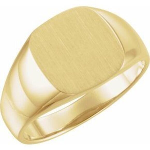 14K Yellow 12 mm Square Signet Ring